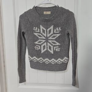 Hollister Gray Fair Isle Snowflake Knit Sweater – XS